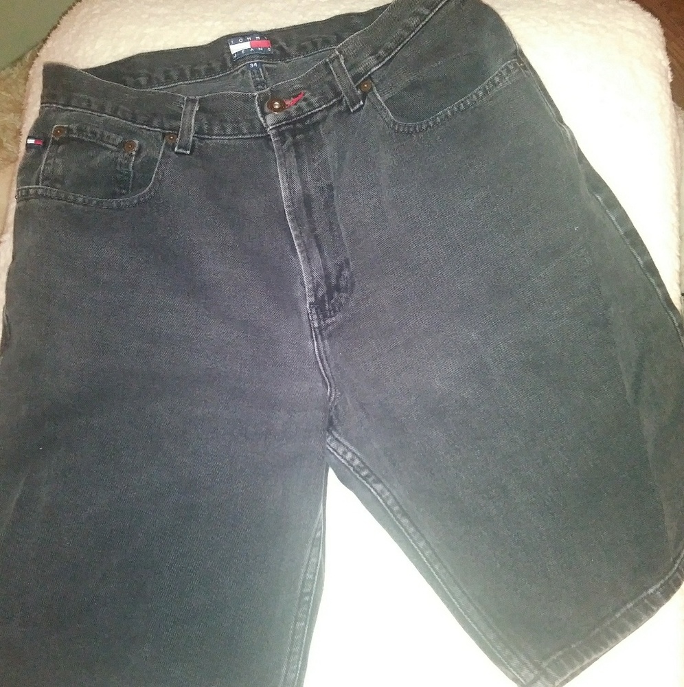 Vintage 90's Tommy Hilfiger black washed denim sh